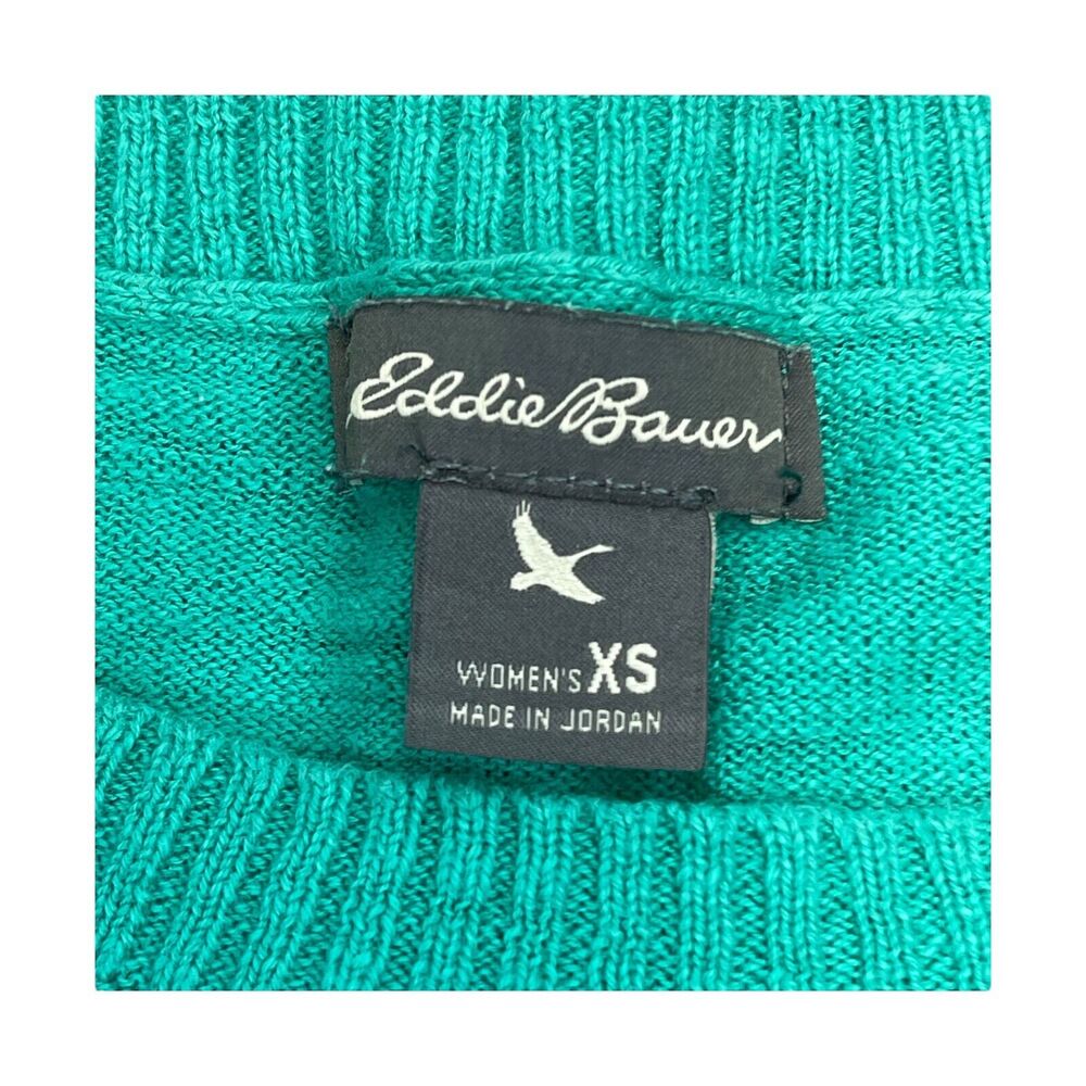 Eddie Bauer Sweater Women's XS Teal 100% Cotton Round Neck Long Sleeve Pullover - Picture 3 of 7